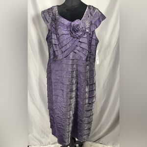 Lizzatti Collection Formal Women's Sheath Ruffle Tiered Eggplant Dress Plus 22W